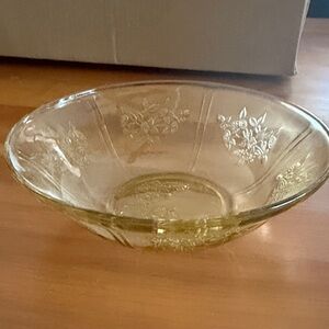 Elegant Floral yellow glass bowl